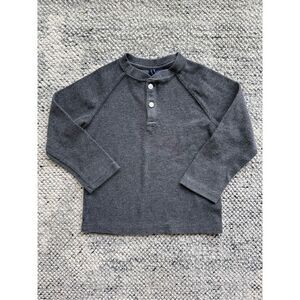Janie and Jack 3T Boys Grey Henley Thermal Long Sleeve Top